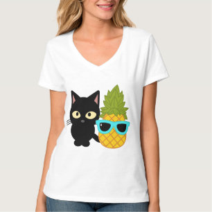 T-shirt chat et ananas sont les meilleurs amis