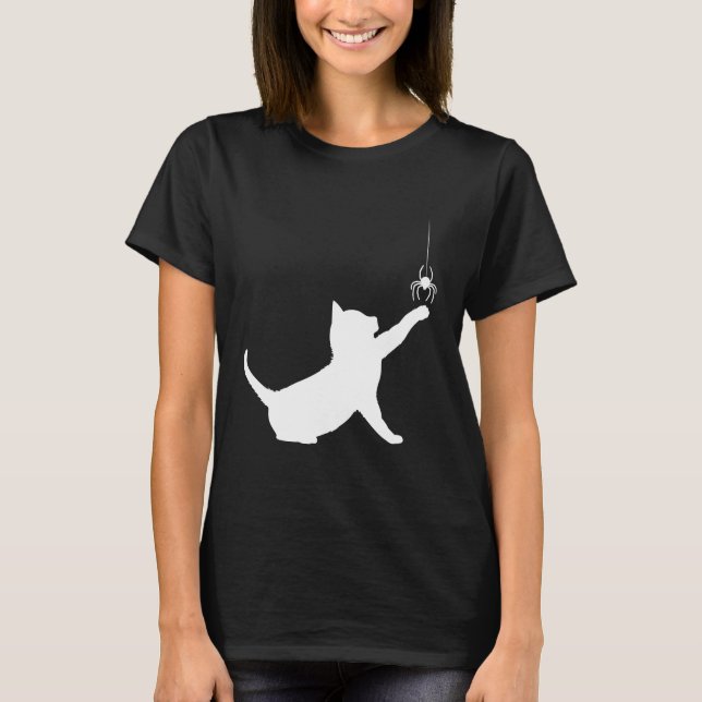 T-shirt Chat et araignée en silhouette (Devant)