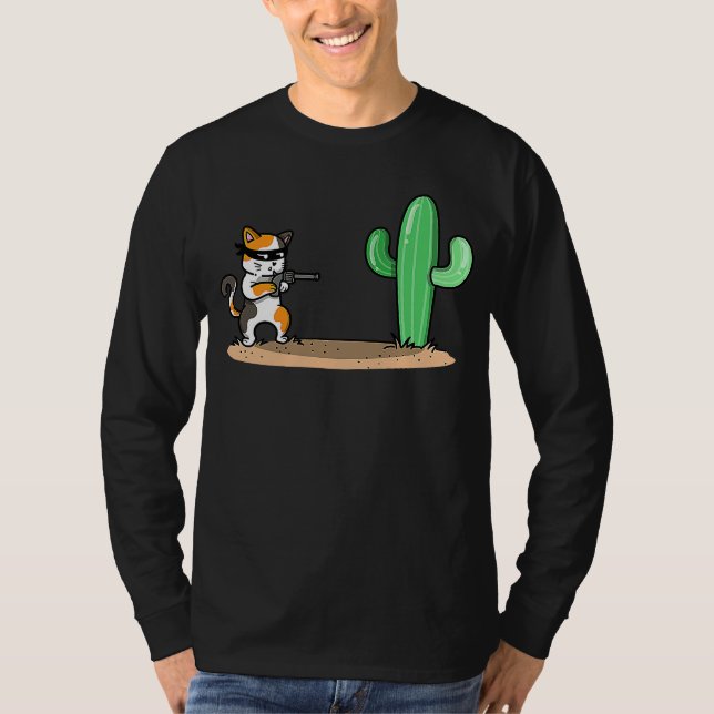 T-shirt chat et cactus (Devant)