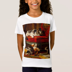 T-Shirt Chat et chatons Jouer avec chaise
