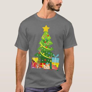 T-shirt Chat et chien de Noël sous l'arbre de Noël