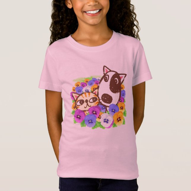 T-shirt chat et chien mignon (Devant)