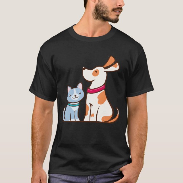 T-shirt Chat et chien vintage (Devant)