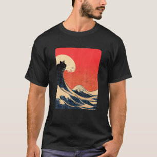 T-shirt Chat et grande vague au large de Kanagawa Esthétiq