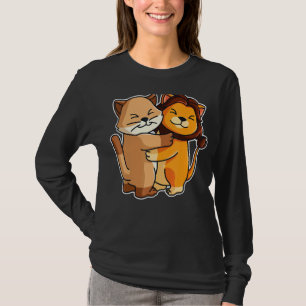 T-shirt Chat Et Lion Cute Kitten Accrocher Animaux Femmes 