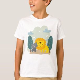 T-shirt Chat et Lion meilleur ami