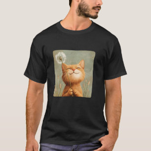 T-shirt Chat et Magie de Pissenlit pour une Touche Douce e
