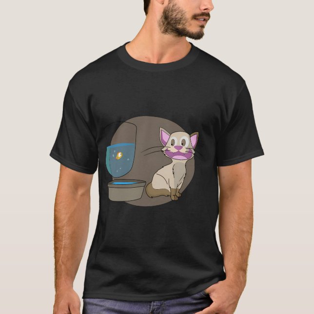 T-shirt Chat et petit poisson (Devant)