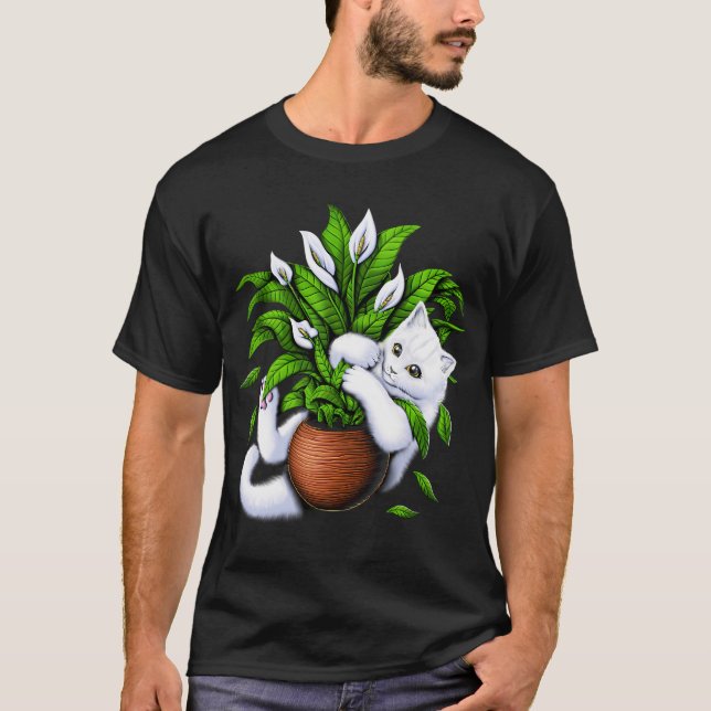 T-shirt Chat et plantes d'intérieur (Devant)