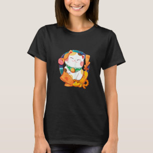 T-shirt Chat et poisson chanceux pour femmes Petit