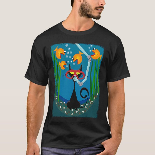 T-shirt Chat et poisson rouge Reto Kitty Cat (Devant)