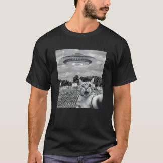 T-shirt Chat et Selfie de Tasse, Rencontre d'Alien Hilaran
