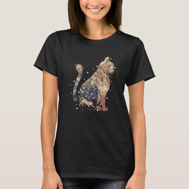 T-shirt Chat et silhouette de chat et conte de fée avec mo (Devant)