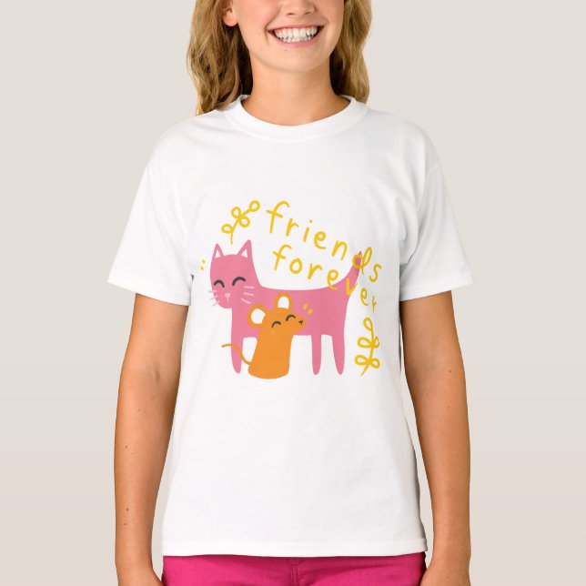 T-shirt Chat et souris meilleur ami (Devant)