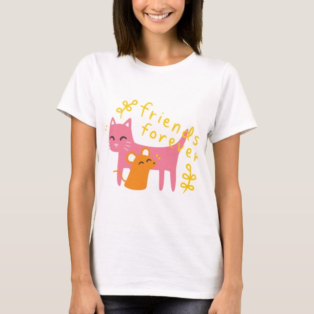 T-shirt Chat et souris meilleur ami (Devant)