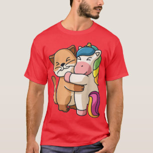 T-shirt Chat et Unicorn Cute Kawaii Amoureux des animaux A