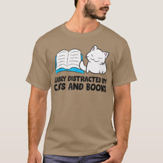 T-shirt Chat Facilement Distrait Par Chats Et Livres