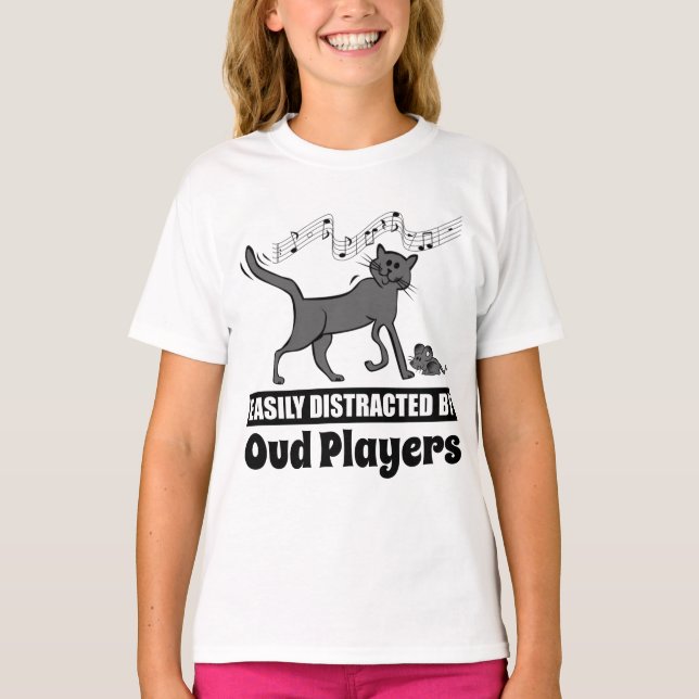 T-shirt Chat facilement distrait par les joueurs d'oud (Devant)