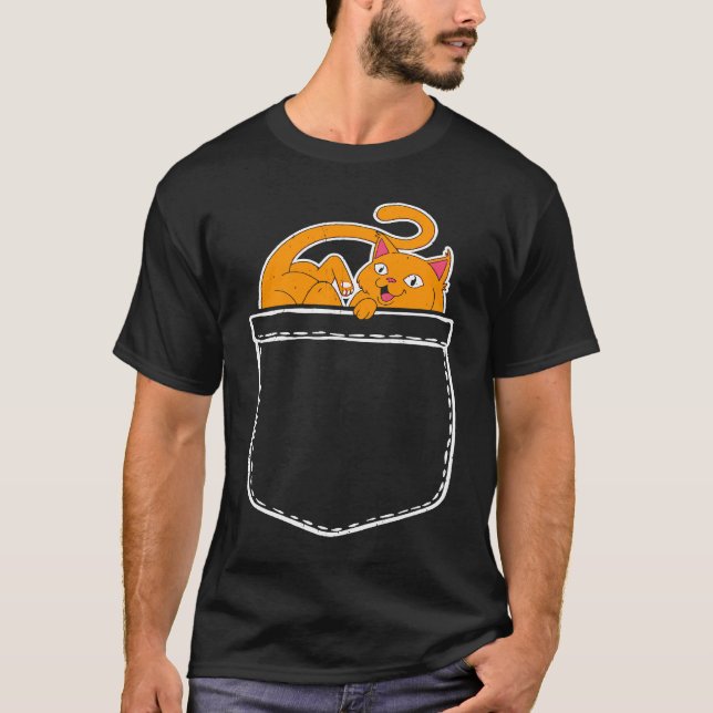 T-shirt Chat factice dans la poche (Devant)