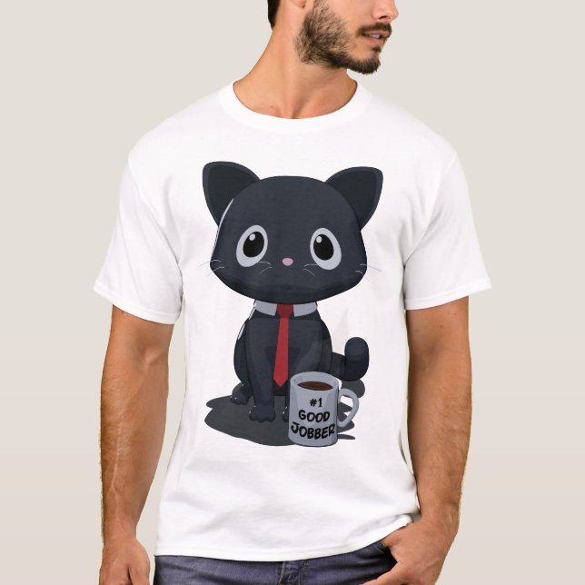T-shirt Chat Faisant un Excellent Travail Numéro Un (Devant)
