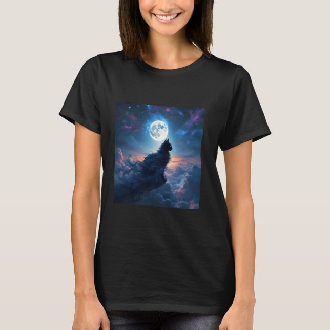 T-shirt Chat Fantastique Lune Nuages (Devant)