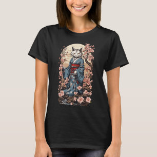 T-shirt Chat Fantôme Avec Kimono Japonais Yokai Folklore D