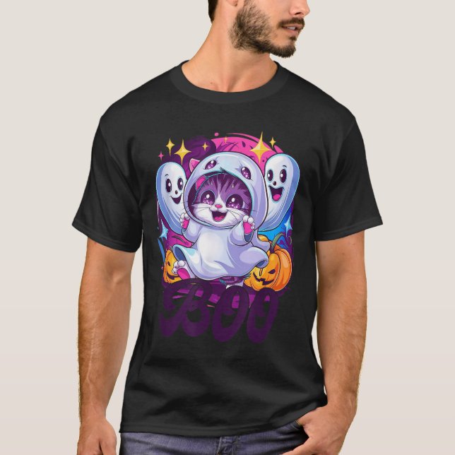T-shirt chat fantôme boo  (Devant)