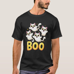 T-shirt Chat Fantôme Boo Mignon Chaton Chats Amoureux Hall