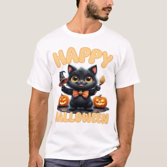 T-shirt chat fantôme, chemise d'Halloween, mignon  (Devant)