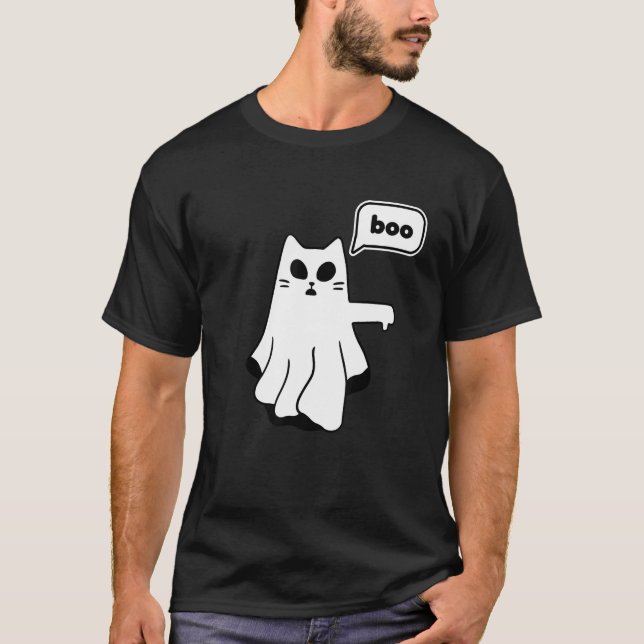 T-shirt Chat Fantôme de Désapprobation Boo Pouce Vers le B (Devant)