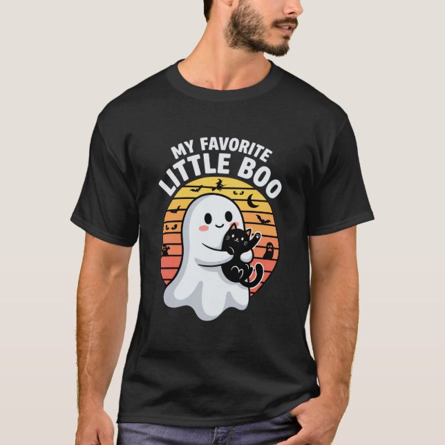 T-shirt Chat fantôme de Halloween Little Boo (Devant)