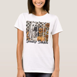 T-shirt Chat Fantôme de saison Éffrayante vintage