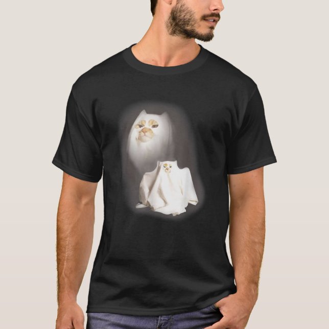 T-shirt Chat fantôme drôle de chat sorcier mignon kitty bi (Devant)