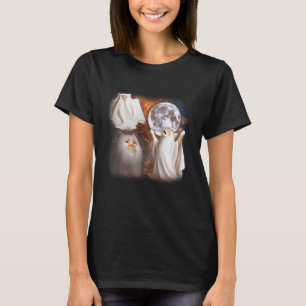 T-shirt Chat fantôme hurlant à la lune Halloween étrange d