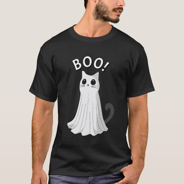 T-shirt Chat fantôme mignon Kitty Halloween chaton effraya (Devant)