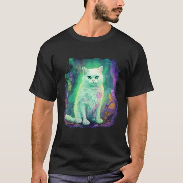T-shirt Chat Fantôme Monstre Horreur Halloween (Devant)