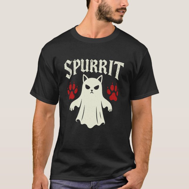 T-shirt Chat fantôme Spurrit - Drôle de jeu de mots chaton (Devant)