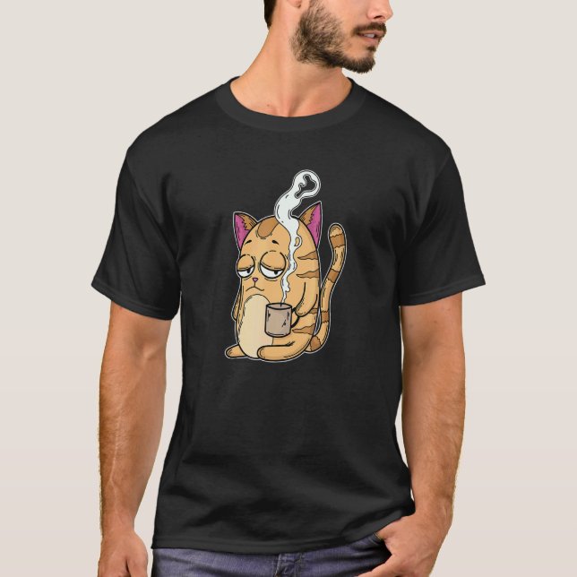 T-shirt Chat Fatigué a Besoin de Café (Devant)