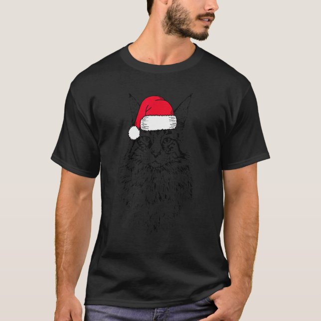 T-shirt Chat félins Père Noël Noël Chat (Devant)