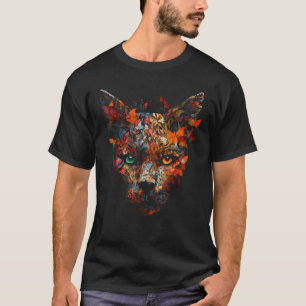 T-shirt Chat Feuilles d'automne coloré yeux animal Chat 1