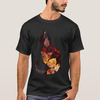T-shirt Chat Feuilles D'automne Tombent Nature Foncé Rouge
