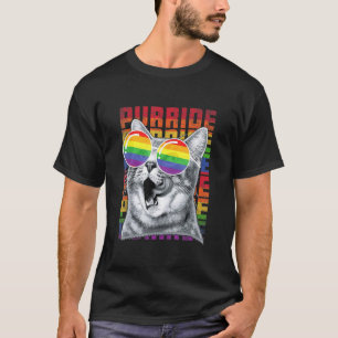 T-shirt Chat Fier Pride Gay Lgbtq Drapeau Arc-en-ciel Rétr