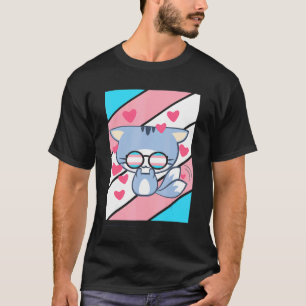 T-shirt Chat Fierté Cœur Transgenre Drapeau Lgbt Fier Alli