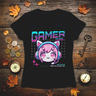 T-Shirt Chat Fille Gamer
