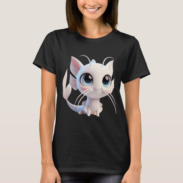 T-shirt Chat-fleur blanc adorable (Devant)