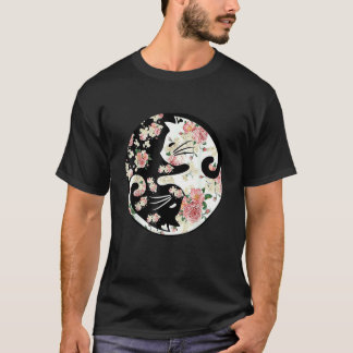 T-shirt Chat Fleur Floral Femmes Chat Fête des Mères