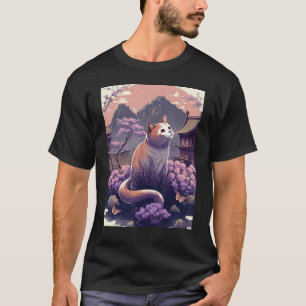 T-shirt chat Fleurs de cerisier Sakura Esthétique Japonais
