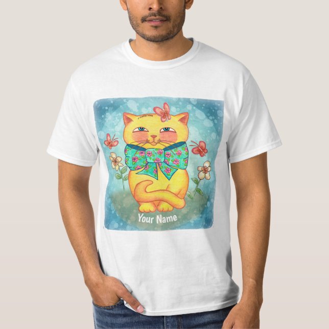 T-shirt Chat Fleurs Jaunes (Devant)