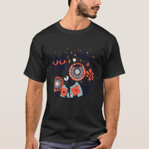 T-shirt Chat floral de style scandinave amateur de chat no