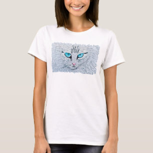 T-shirt Chat Fluffy aux Yeux Bleus